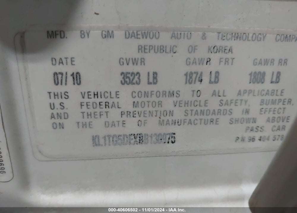 2011 CHEVROLET AVEO 2LT VIN: KL1TG5DEXBB130975
