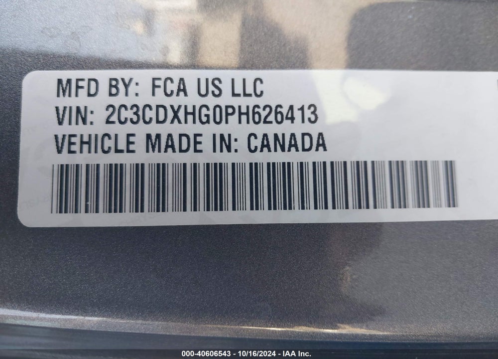 2023 DODGE CHARGER GT VIN: 2C3CDXHG0PH626413