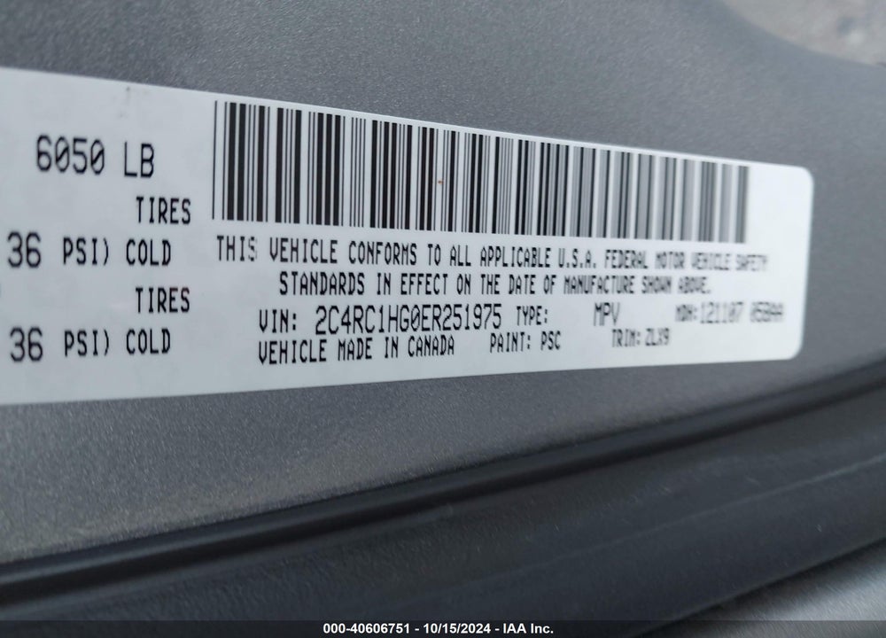 2014 CHRYSLER TOWN & COUNTRY S VIN: 2C4RC1HG0ER251975