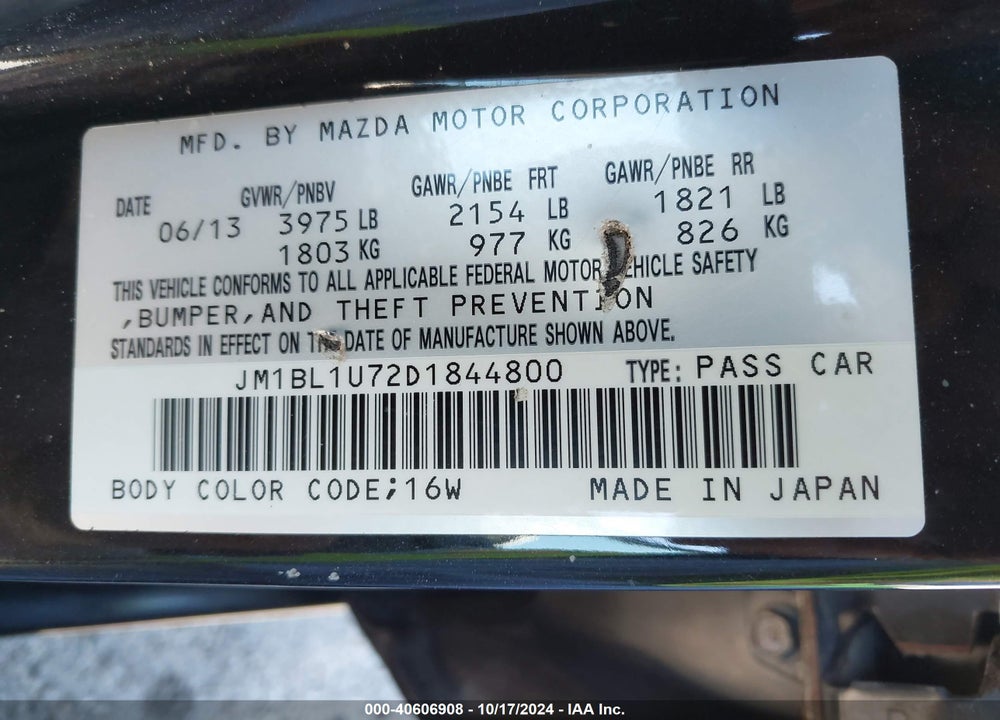 2013 MAZDA 3 I SPORT VIN: JM1BL1U72D1844800