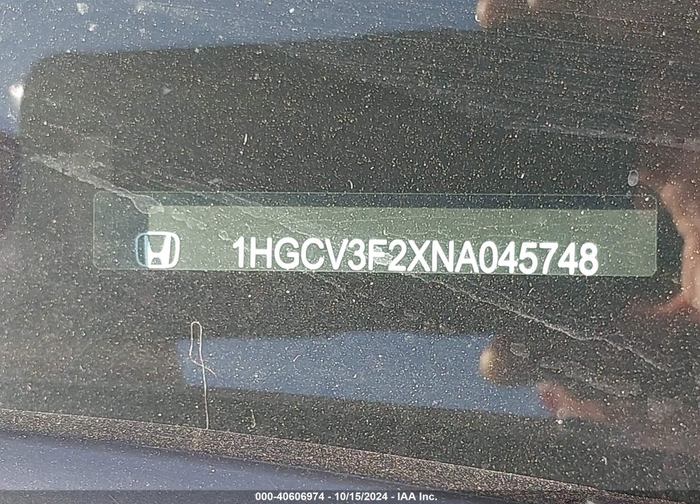 2022 HONDA ACCORD HYBRID SPORT VIN: 1HGCV3F2XNA045748