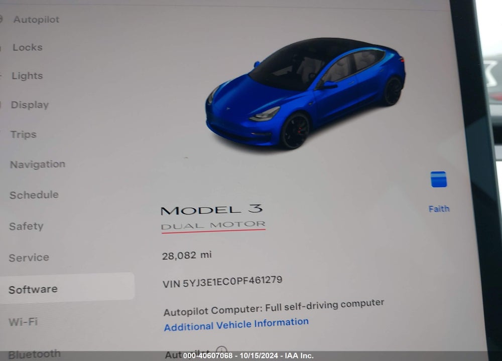 2023 TESLA MODEL 3 PERFORMANCE DUAL MOTOR ALL-WHEEL DRIVE VIN: 5YJ3E1EC0PF461279