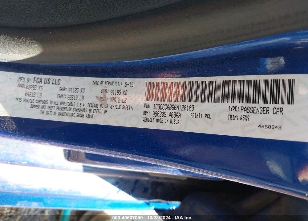 2016 CHRYSLER 200 VIN: 1C3CCCAB6GN120103