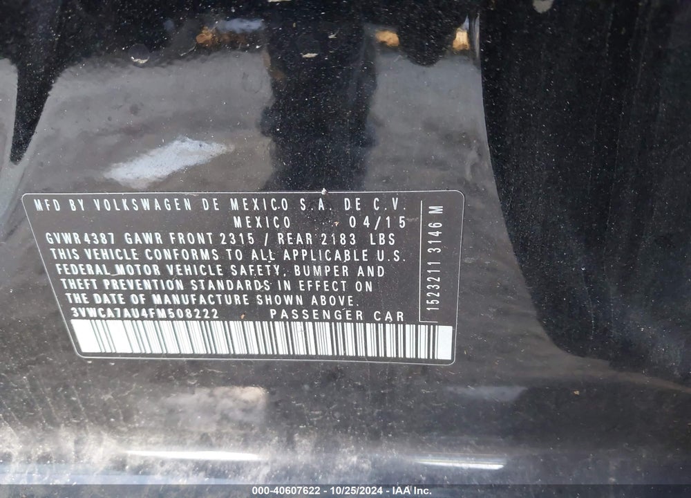 2015 VOLKSWAGEN GOLF SPORTWAGEN TDI S 4-DOOR VIN: 3VWCA7AU4FM508222