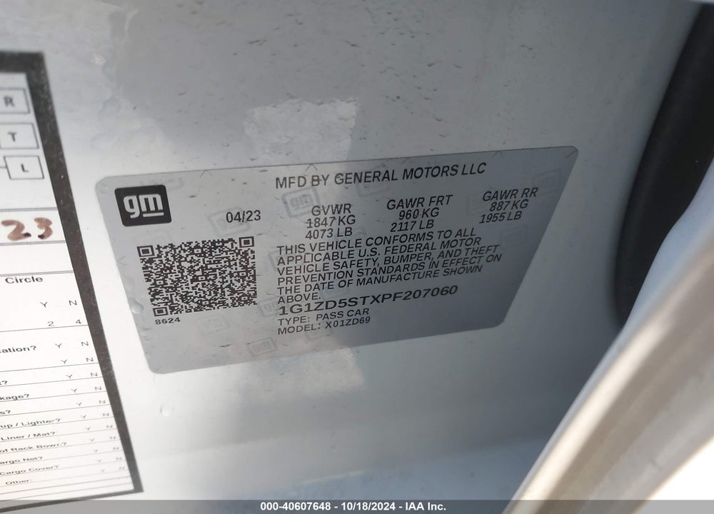 2023 CHEVROLET MALIBU FWD 1LT VIN: 1G1ZD5STXPF207060