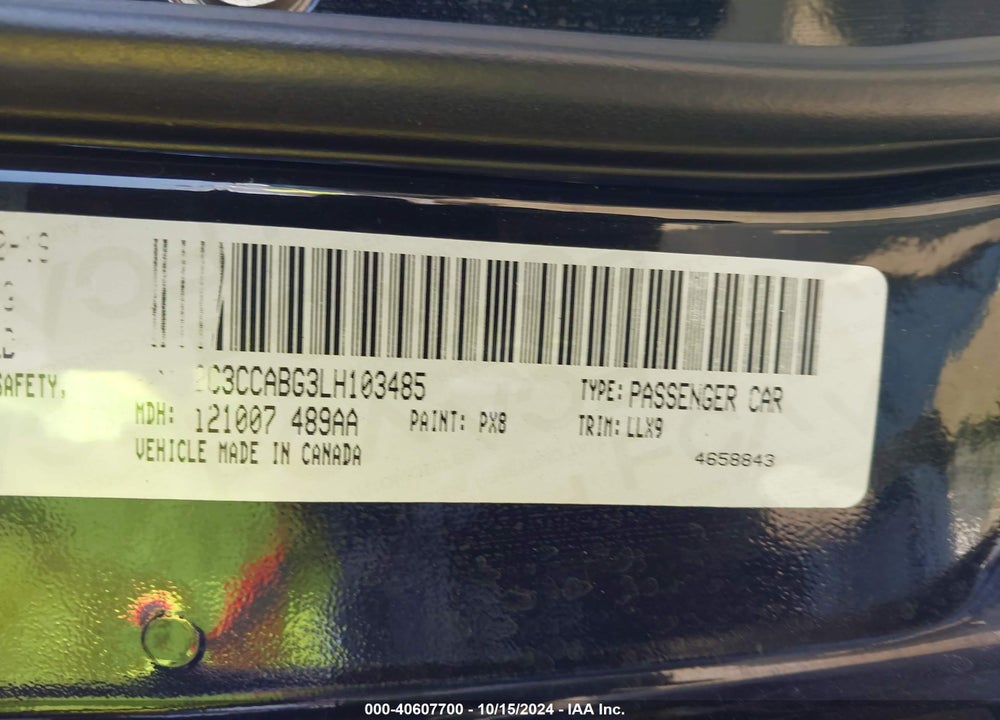 2020 CHRYSLER 300 300S VIN: 2C3CCABG3LH103485