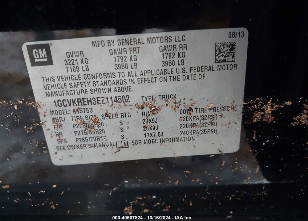 2014 CHEVROLET SILVERADO 1500 1LT VIN: 1GCVKREH3EZ114502