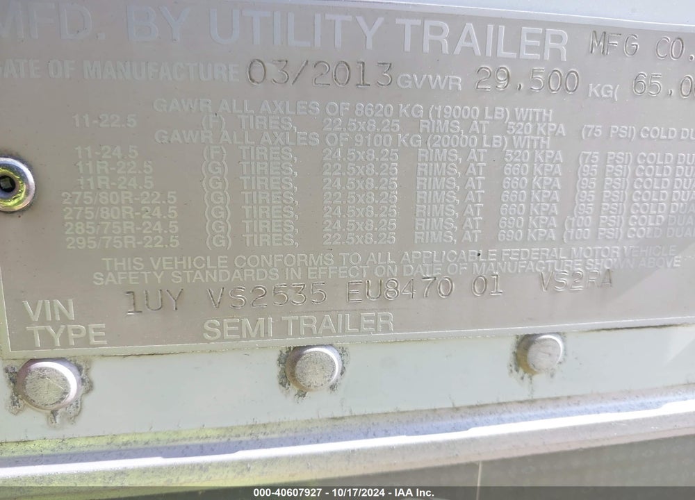 2014 UTILITY TRAILER MFG VS2RA VIN: 1UYVS2535EU847001