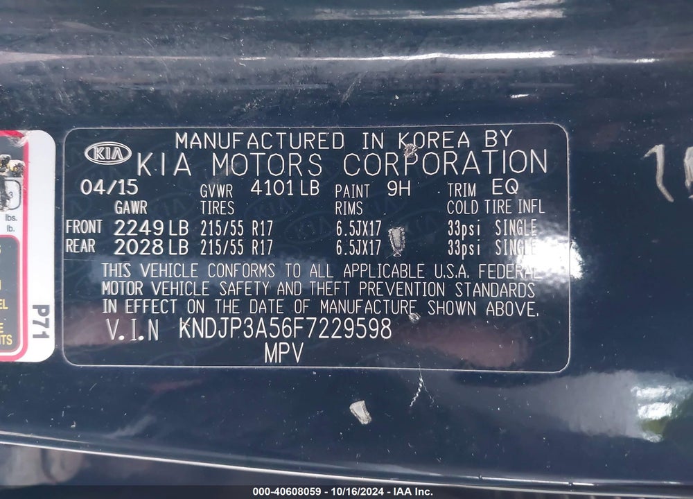 2015 KIA SOUL VIN: KNDJP3A56F7229598