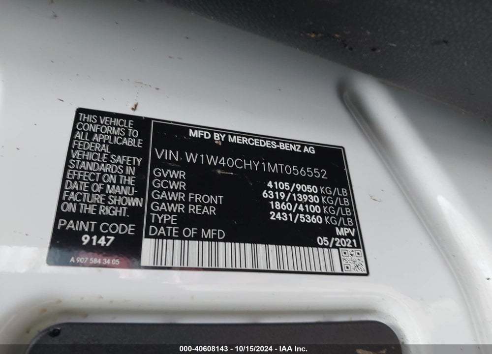 2021 MERCEDES-BENZ SPRINTER 2500 HIGH ROOF I4 VIN: W1W40CHY1MT056552