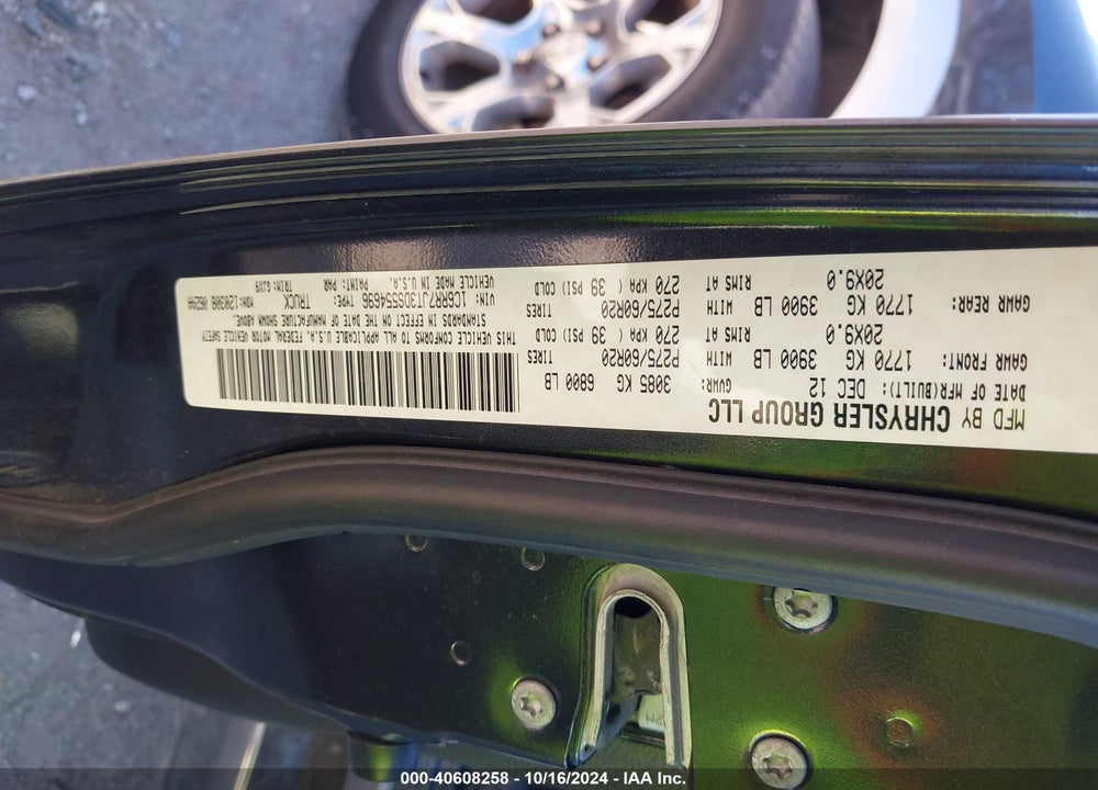 2013 RAM 1500 VIN: 1C6RR7JT3DS554696