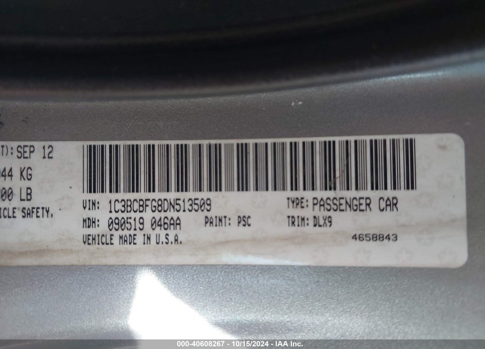 2013 CHRYSLER 200 LIMITED VIN: 1C3BCBFG8DN513509