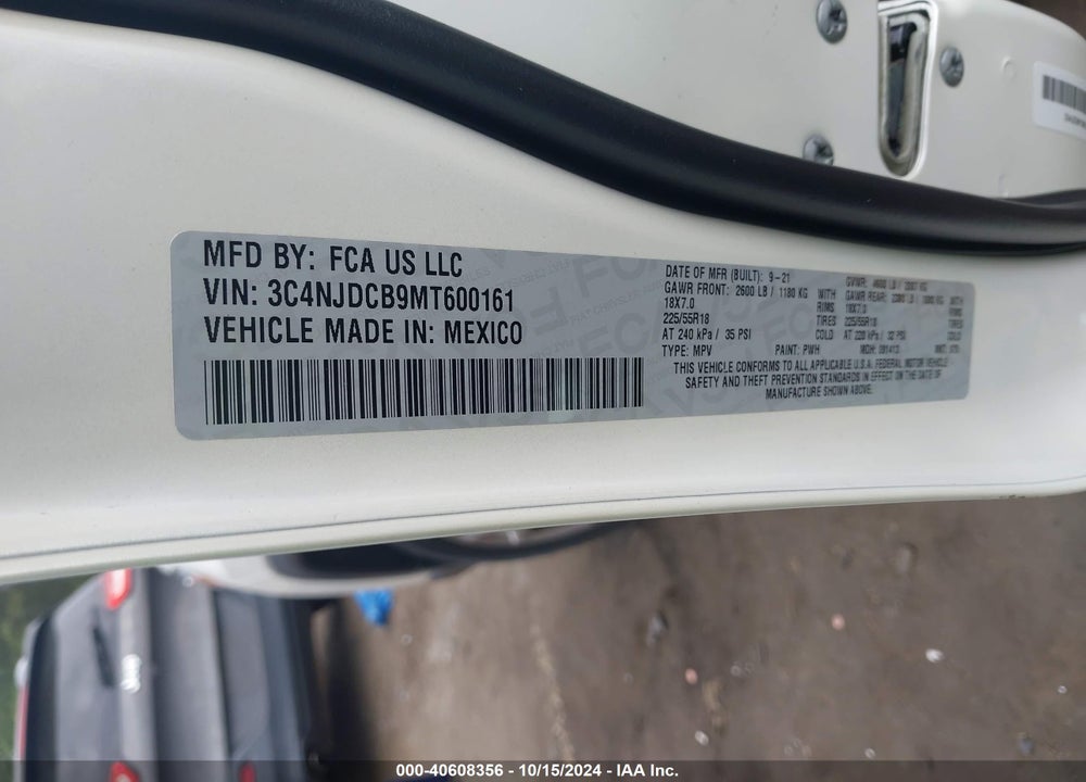 2021 JEEP COMPASS LIMITED VIN: 3C4NJDCB9MT600161