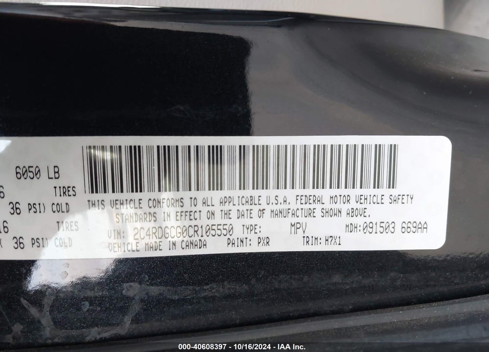 2012 DODGE GRAND CARAVAN SXT VIN: 2C4RDGCG0CR105550