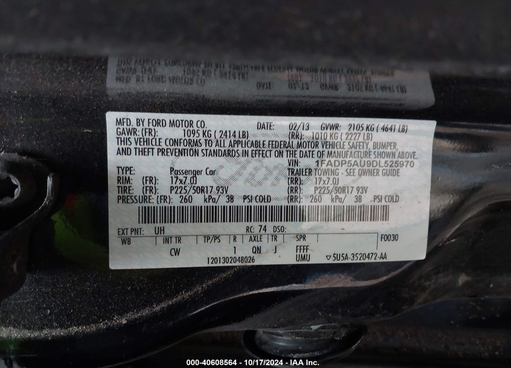 2013 FORD C-MAX VIN: 1FADP5AU9DL525970
