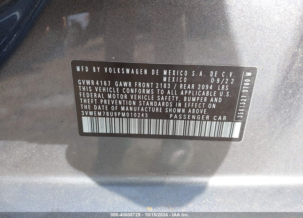 2023 VOLKSWAGEN JETTA 1.5T SE VIN: 3VWEM7BU9PM010243