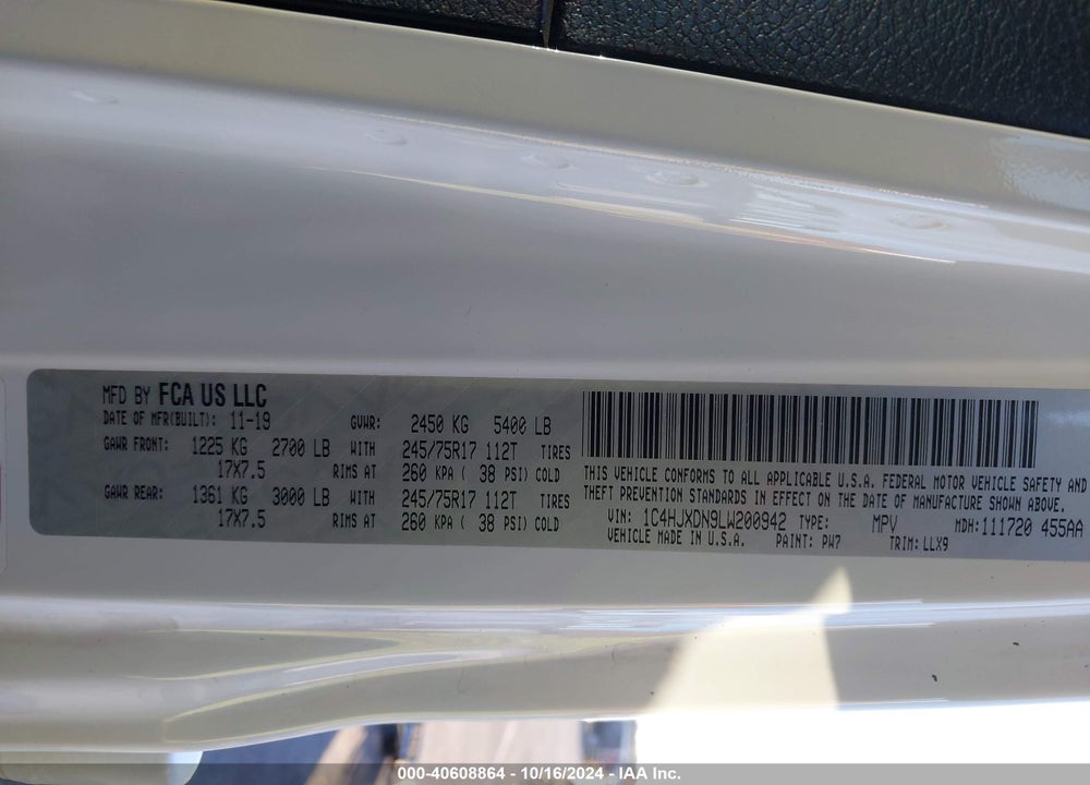 2020 JEEP WRANGLER UNLIMITED FREEDOM 4X4 VIN: 1C4HJXDN9LW200942