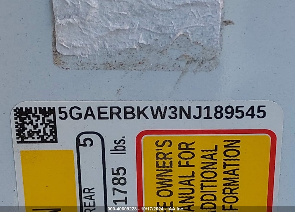 2022 BUICK ENCLAVE FWD ESSENCE VIN: 5GAERBKW3NJ189545