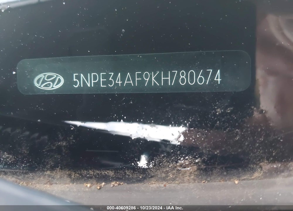 2019 HYUNDAI SONATA SEL VIN: 5NPE34AF9KH780674