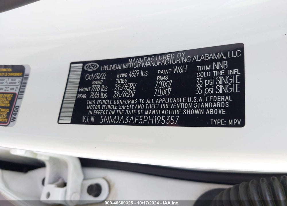 2023 HYUNDAI TUCSON SE VIN: 5NMJA3AE5PH195357
