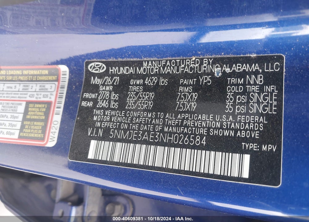 2022 HYUNDAI TUCSON LIMITED VIN: 5NMJE3AE3NH026584