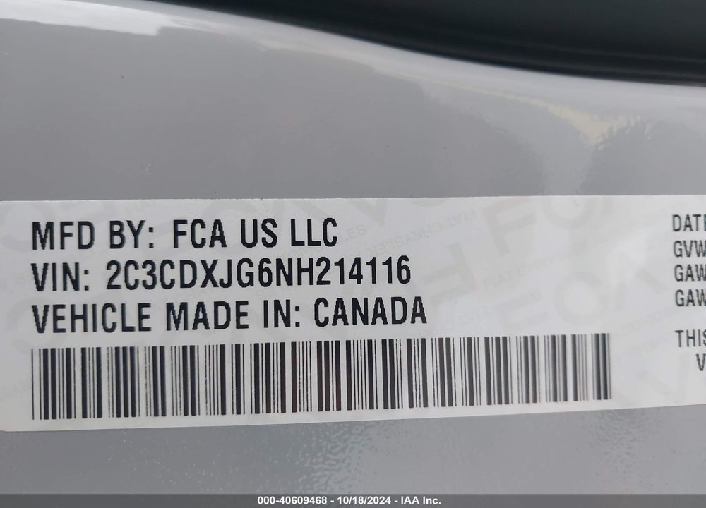2022 DODGE CHARGER SXT AWD VIN: 2C3CDXJG6NH214116
