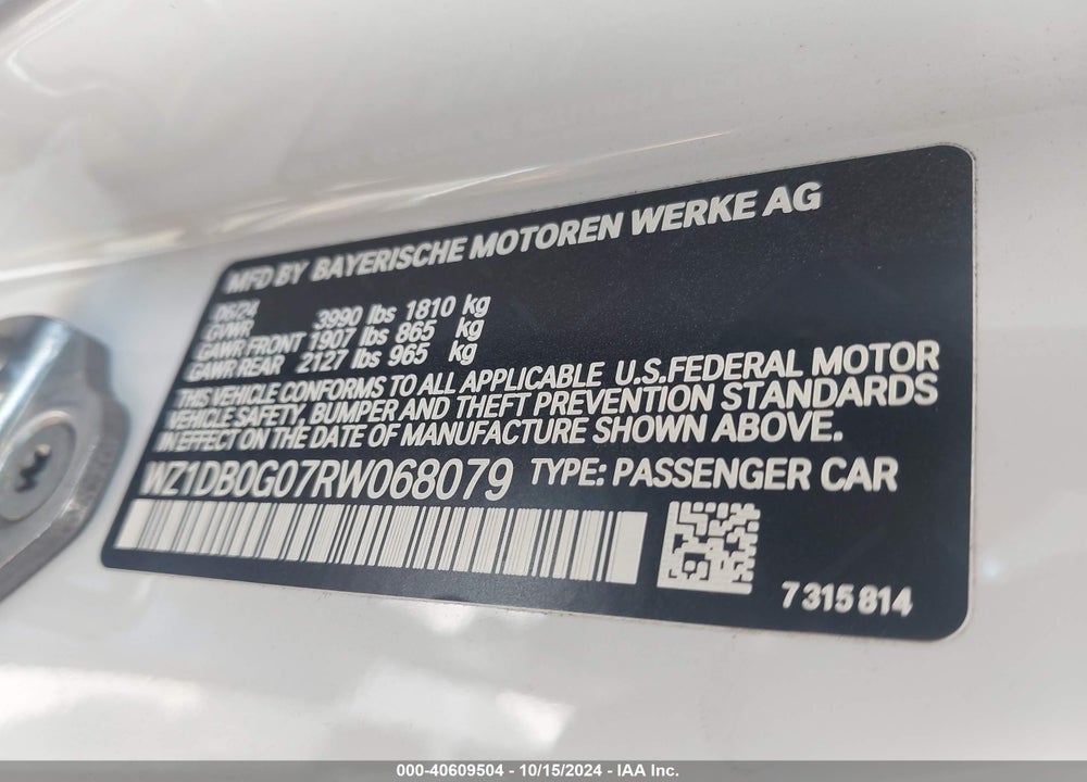 2024 TOYOTA GR SUPRA 3.0 PREMIUM VIN: WZ1DB0G07RW068079