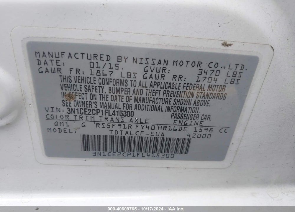 2015 NISSAN VERSA NOTE S (SR) VIN: 3N1CE2CP1FL415300