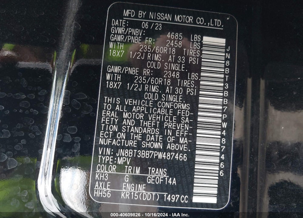2023 NISSAN ROGUE SV INTELLIGENT AWD VIN: JN8BT3BB7PW487466