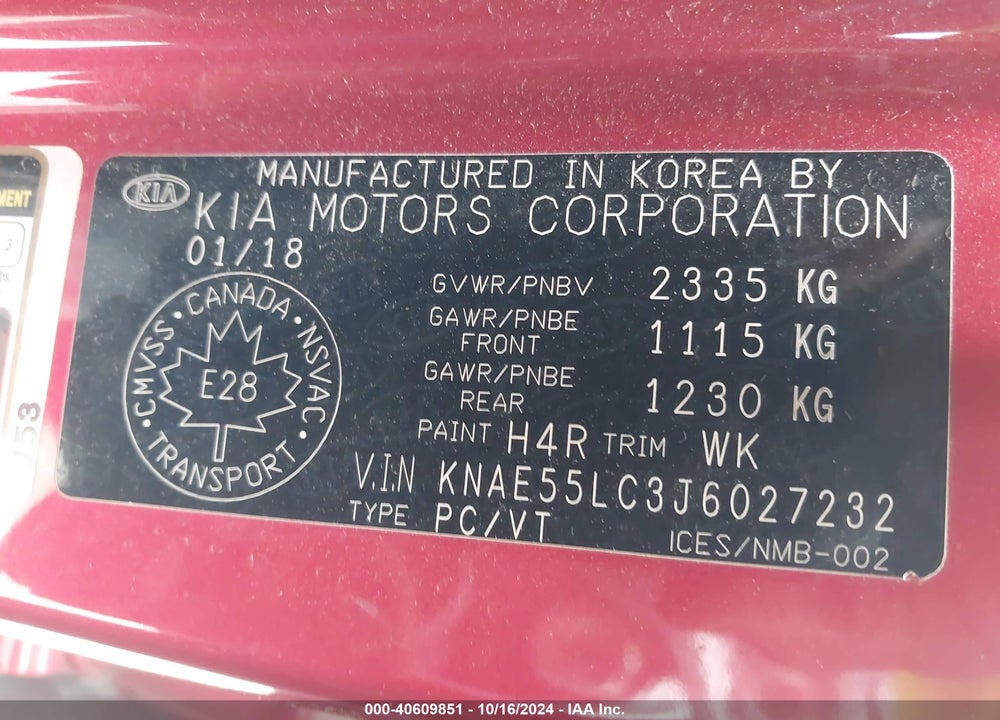 2018 KIA STINGER GT2 VIN: KNAE55LC3J6027232
