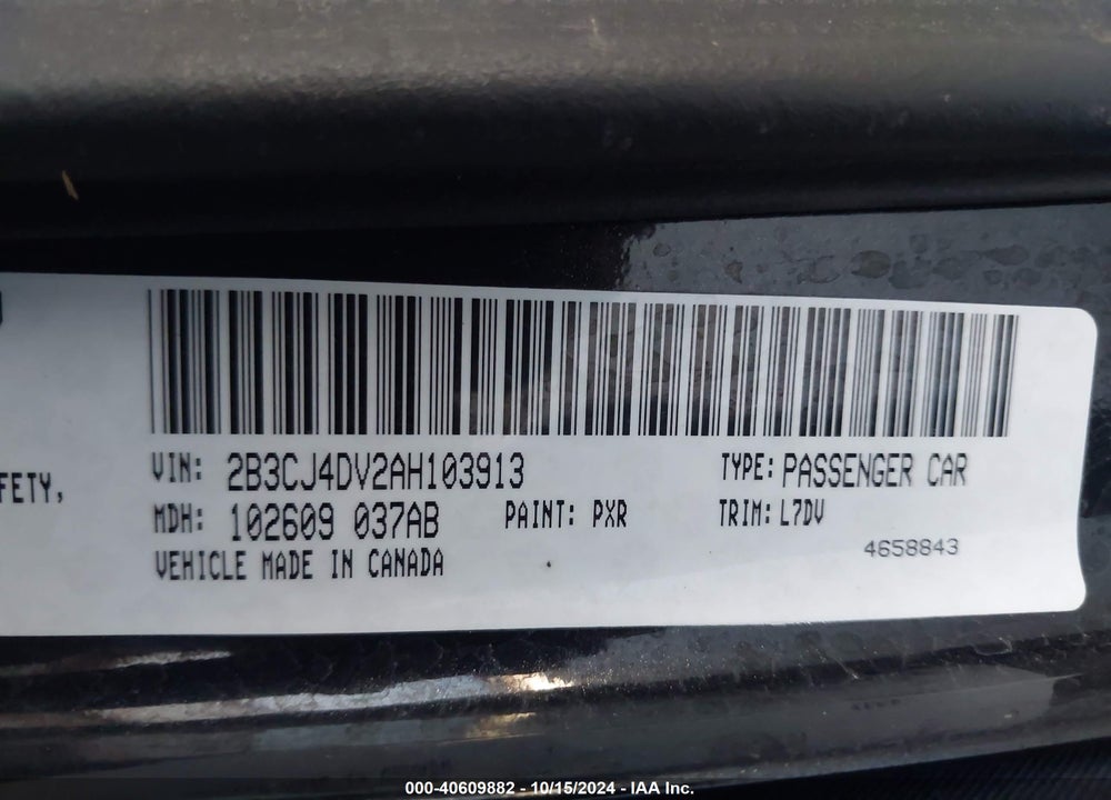 2010 DODGE CHALLENGER SE VIN: 2B3CJ4DV2AH103913