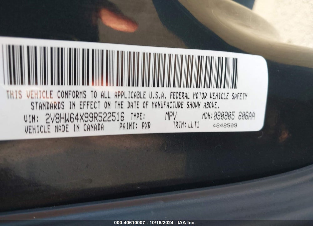 2009 VOLKSWAGEN ROUTAN SEL PREMIUM VIN: 2V8HW64X99R522516