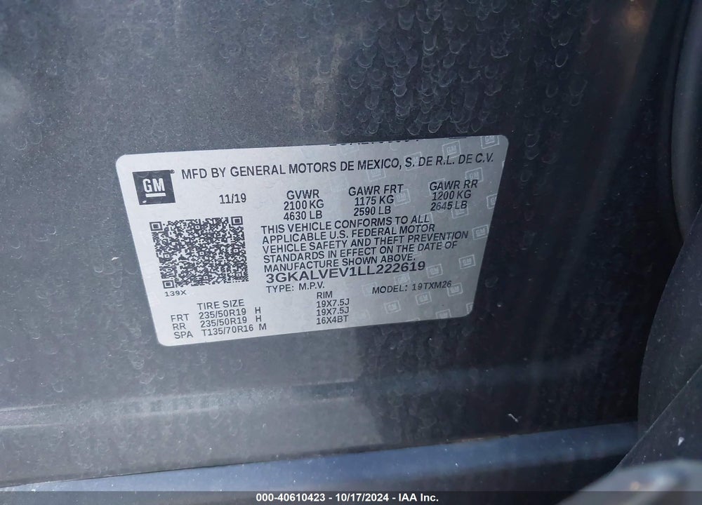 2020 GMC TERRAIN AWD SLT VIN: 3GKALVEV1LL222619