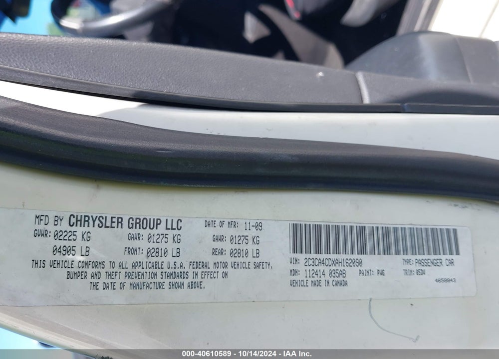 2010 CHRYSLER 300 TOURING VIN: 2C3CA4CDXAH162090