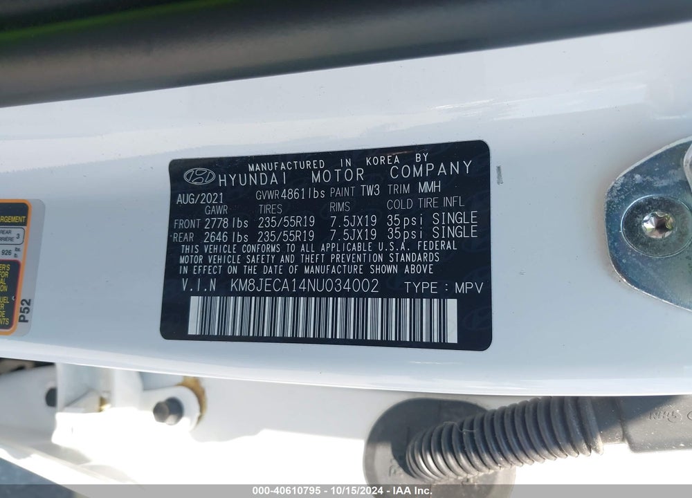 2022 HYUNDAI TUCSON HYBRID LIMITED VIN: KM8JECA14NU034002