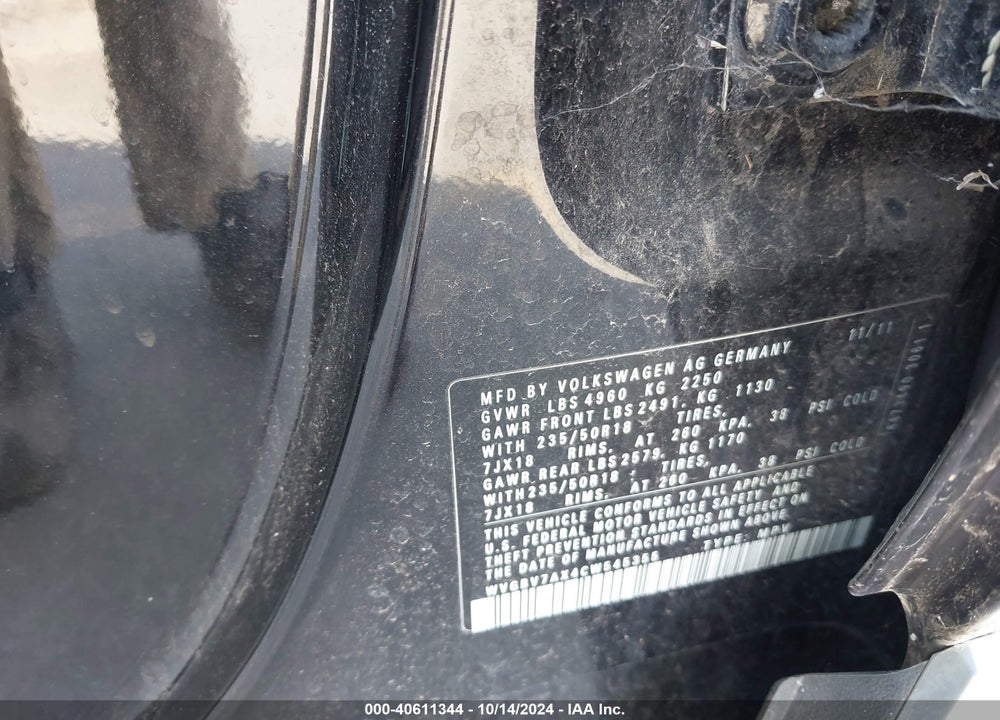 2012 VOLKSWAGEN TIGUAN SE VIN: WVGBV7AX4CW545355