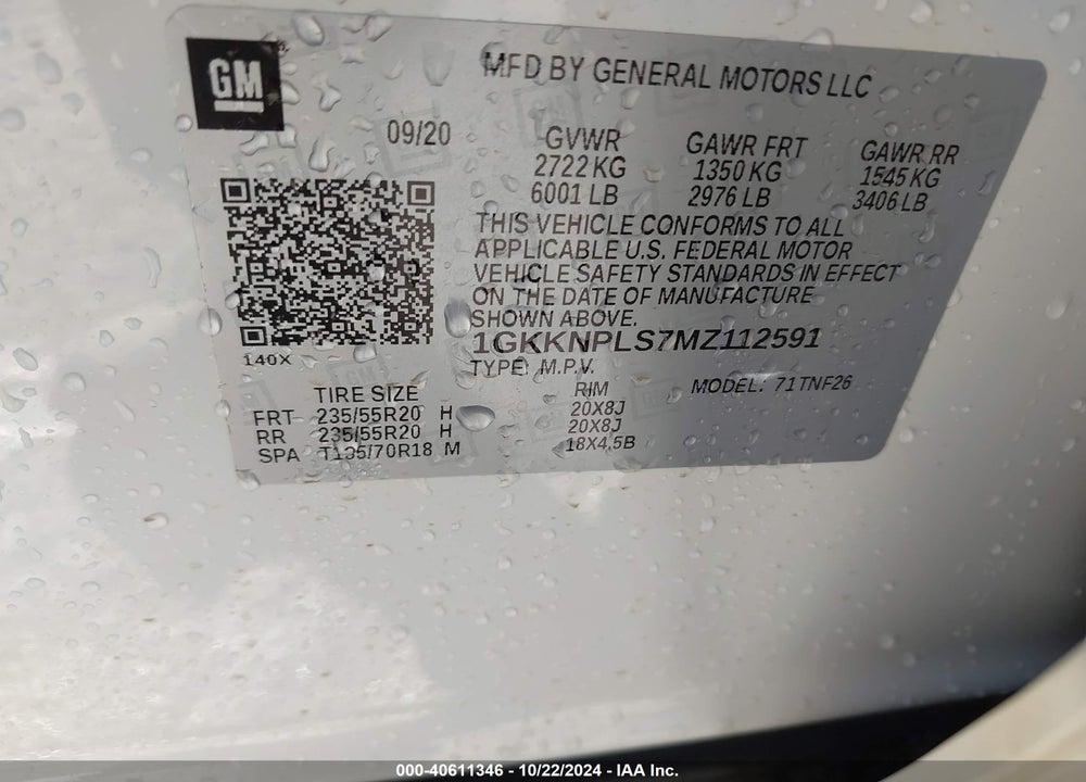 2021 GMC ACADIA FWD DENALI VIN: 1GKKNPLS7MZ112591