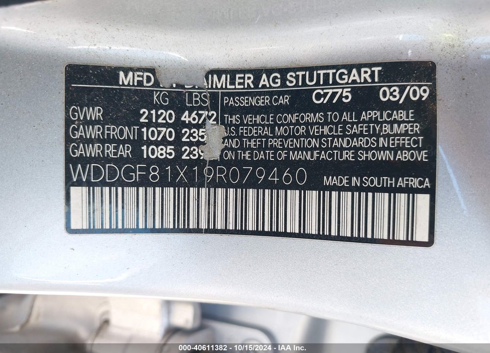 2009 MERCEDES-BENZ C 300 LUXURY 4MATIC/SPORT 4MATIC VIN: WDDGF81X19R079460