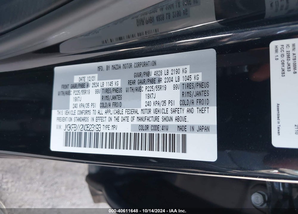 2022 MAZDA CX-5 2.5 TURBO SIGNATURE VIN: JM3KFBXY2N0523193