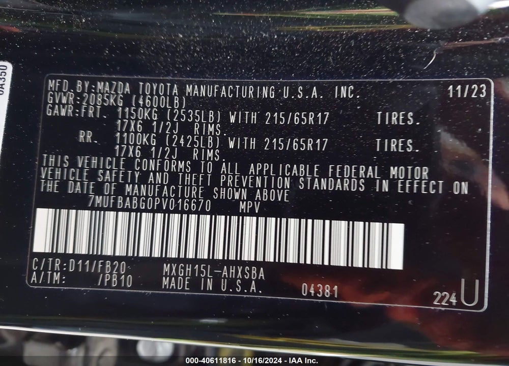 2023 TOYOTA COROLLA CROSS HYBRID SE VIN: 7MUFBABG0PV016670