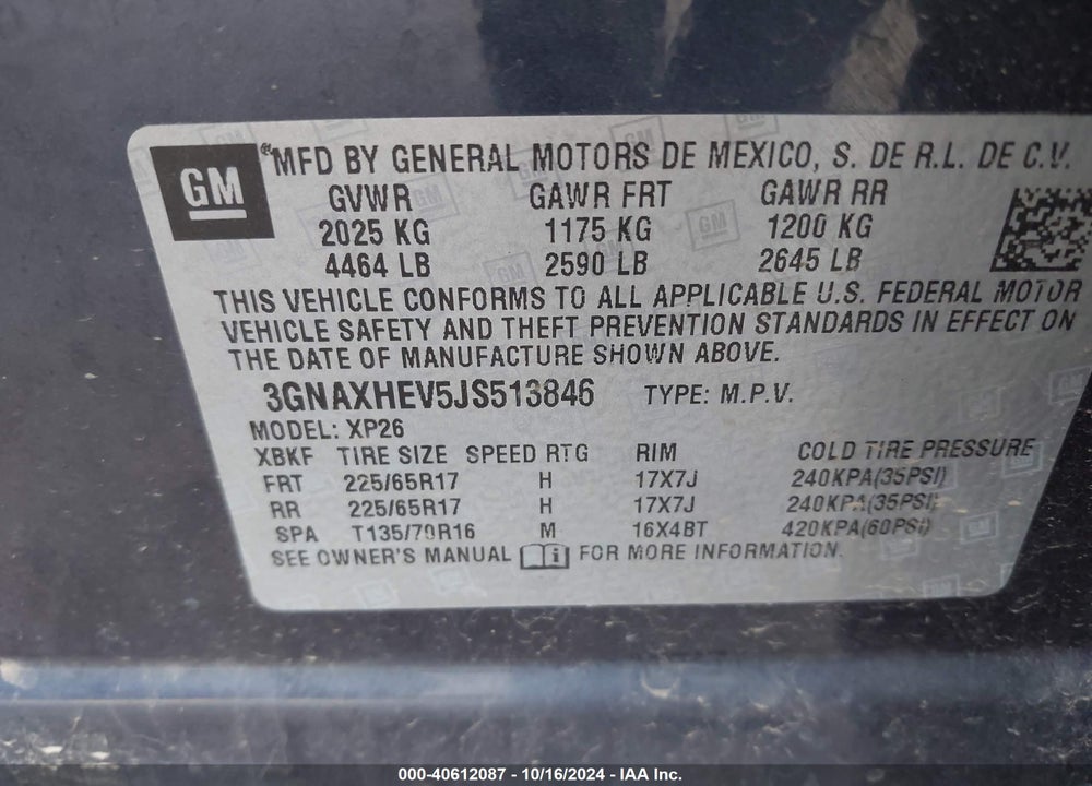 2018 CHEVROLET EQUINOX LS VIN: 3GNAXHEV5JS513846