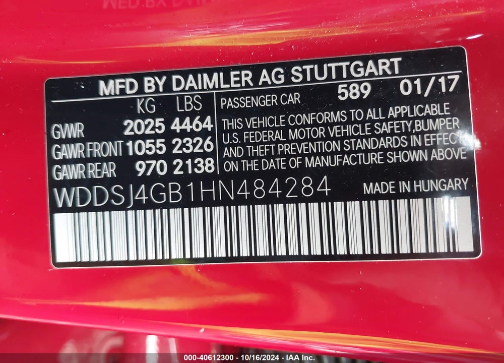 2017 MERCEDES-BENZ CLA 250 4MATIC VIN: WDDSJ4GB1HN484284