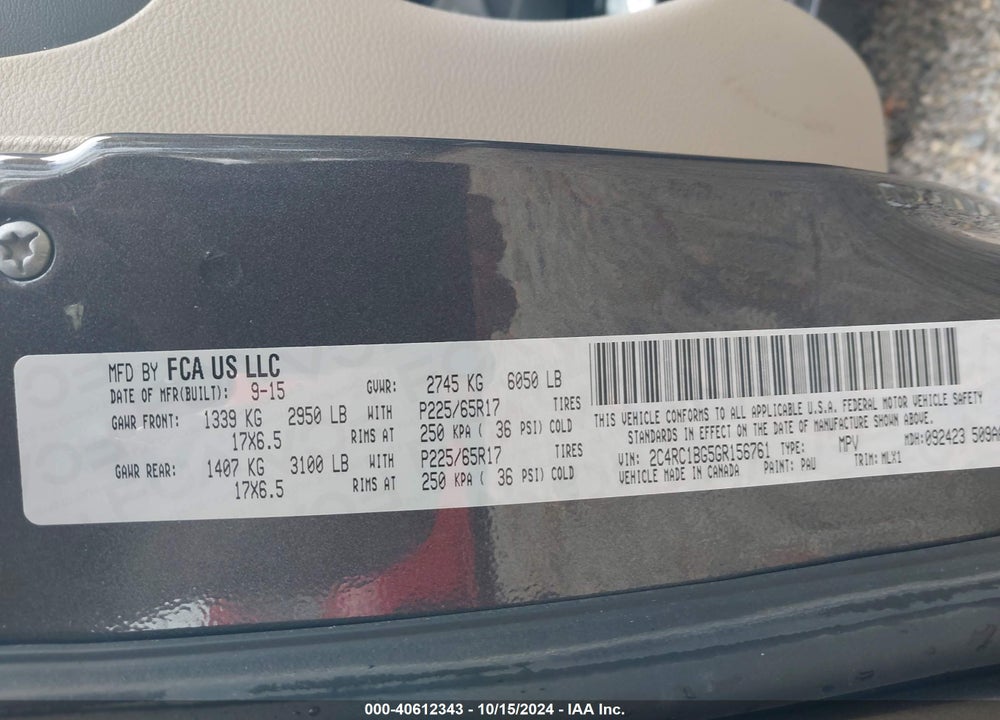 2016 CHRYSLER TOWN & COUNTRY TOURING VIN: 2C4RC1BG5GR156761