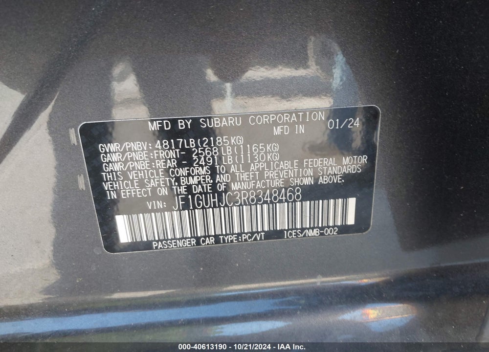 2024 SUBARU IMPREZA VIN: JF1GUHJC3R8348468
