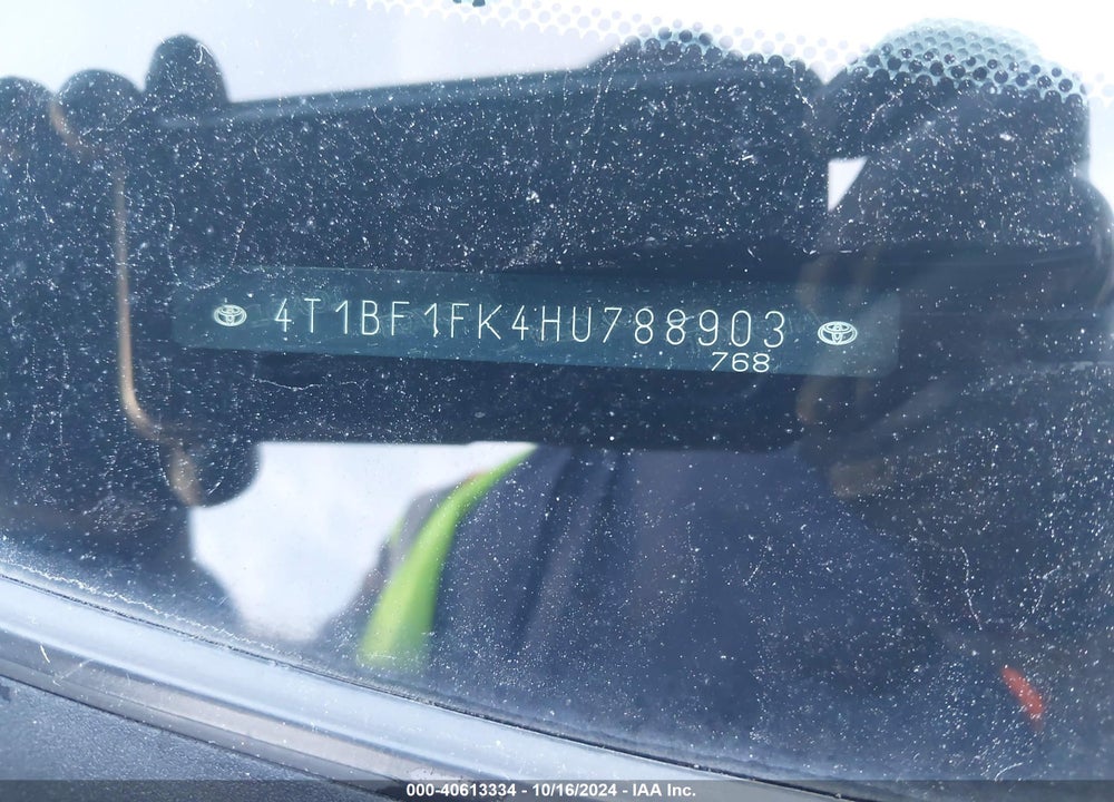 2017 TOYOTA CAMRY SE VIN: 4T1BF1FK4HU788903