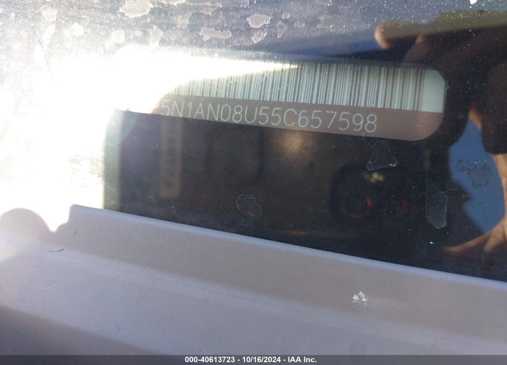 2005 NISSAN XTERRA S VIN: 5N1AN08U55C657598