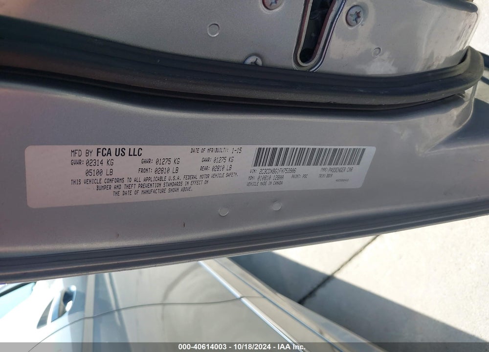 2015 DODGE CHARGER SE VIN: 2C3CDXBG1FH753906