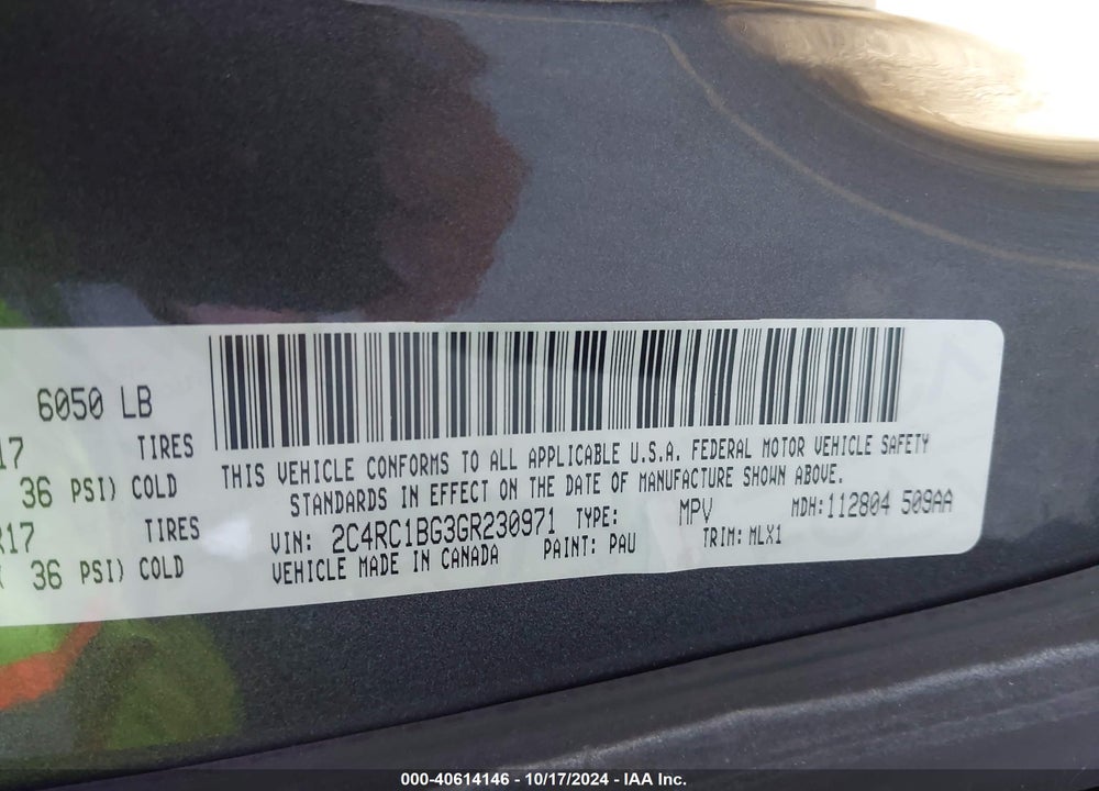 2016 CHRYSLER TOWN & COUNTRY TOURING VIN: 2C4RC1BG3GR230971