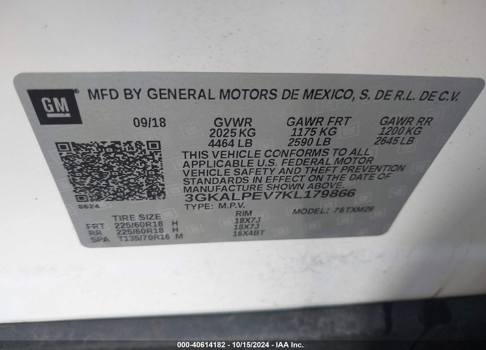 2019 GMC TERRAIN SLT VIN: 3GKALPEV7KL179866
