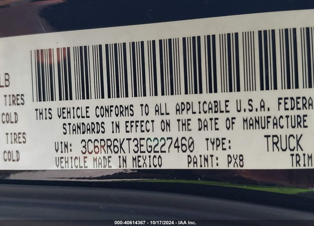 2014 RAM 1500 EXPRESS VIN: 3C6RR6KT3EG227460
